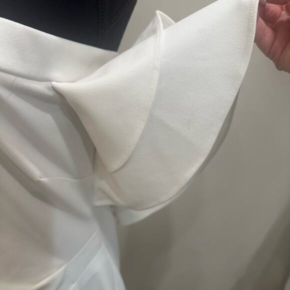Ralph Lauren White Off Shoulder Statement Dress Ruffle Sleeves 12 - Picture 3 of 8